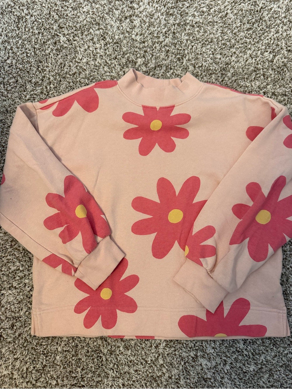 Old Navy Pink Floral Sweatshirt with Yellow Centers
